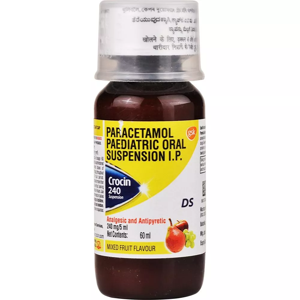 Crocin DS Suspension Mixed Fruit (240mg) (60ml) Buy on Healthmug