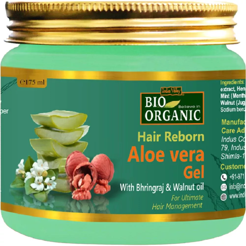 Buy Indus valley Bio Organic Hair Reborn Aloe Vera Gel With Bhringraj &  Walnut Oil Online - 9% Off! 