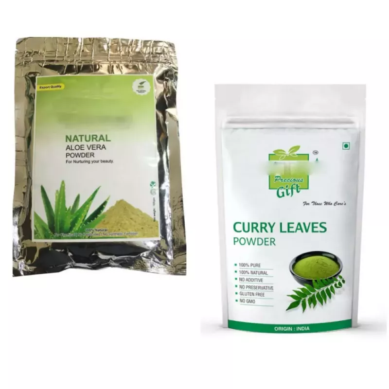 Buy Indirang Aloe Vera Powder & Curry Leaf Powder Combo Pack Online - 10%  Off! | Healthmug