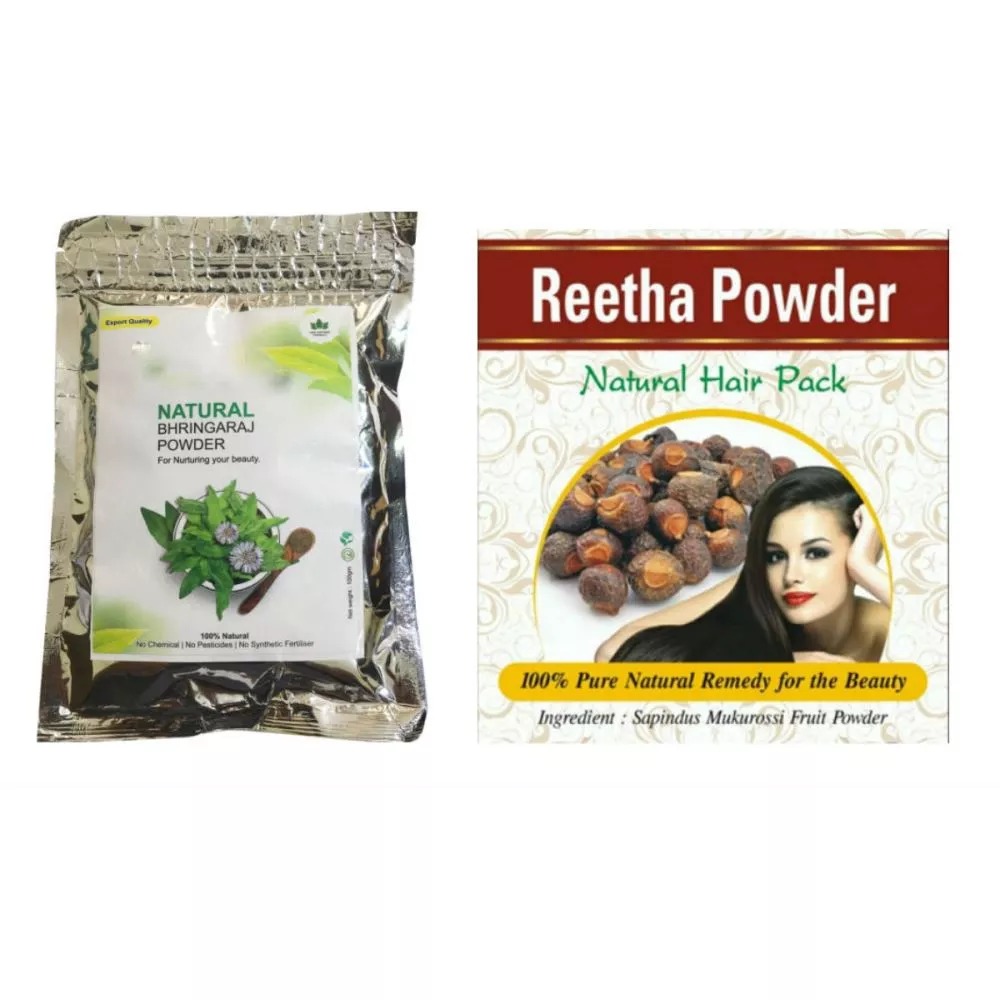 Buy Indirang Bhringraj Powder(100G) & Reetha Powder(100G) Combo Pack Online  - 42% Off! 