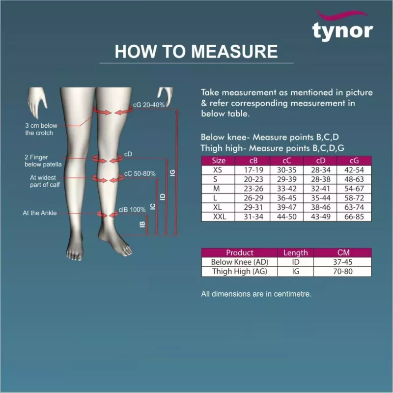 Buy Tynor Medical Compression Stocking Knee High Class 2 (Pair) Online -  10% Off!