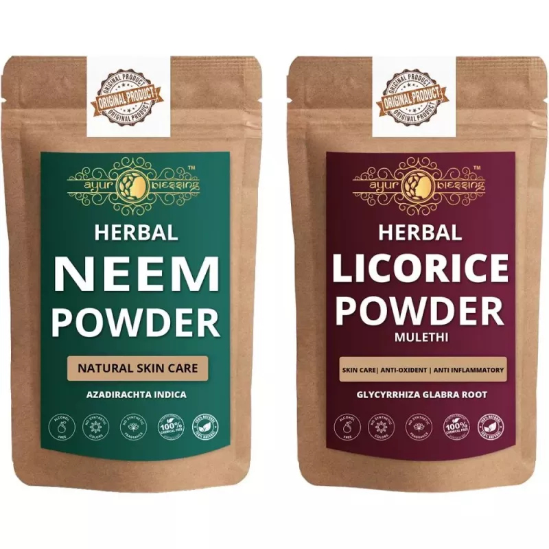 Buy Ayur Blessing Neem Leaf And Licorice Powder Combo Pack Online