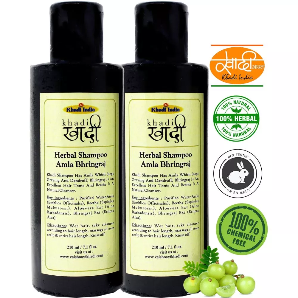 Khadi Natural Herbal Amla Reetha And Shikakai Shampoo For Remove Dandruff  Control Anti Hair Fall 210ml Pack of 1  JioMart