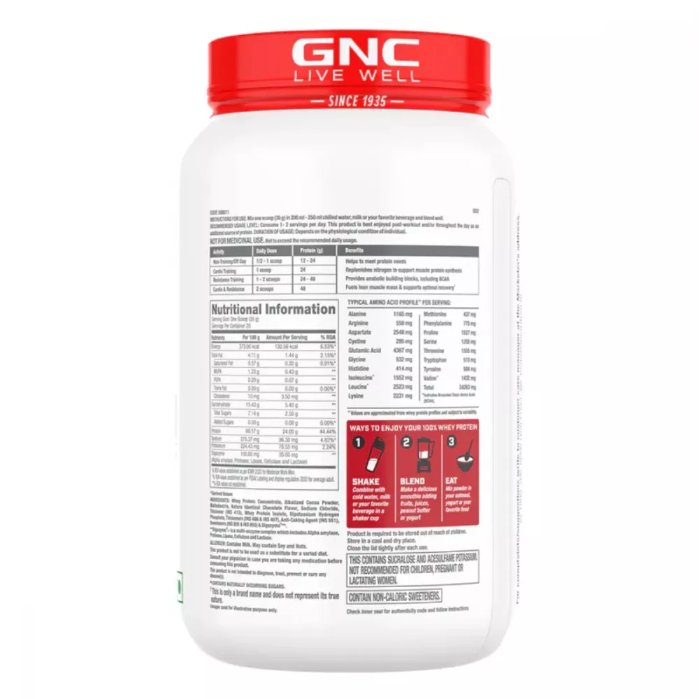 GNC Pro Performance 100% Whey Protein Chocolate Fudge (0.9kg)
