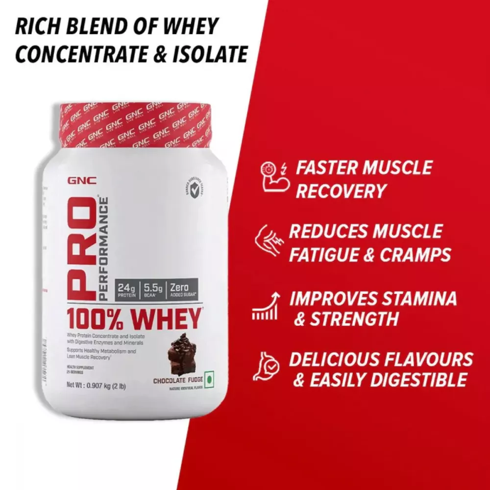 GNC Pro Performance 100% Whey Protein Chocolate Fudge (0.9kg)