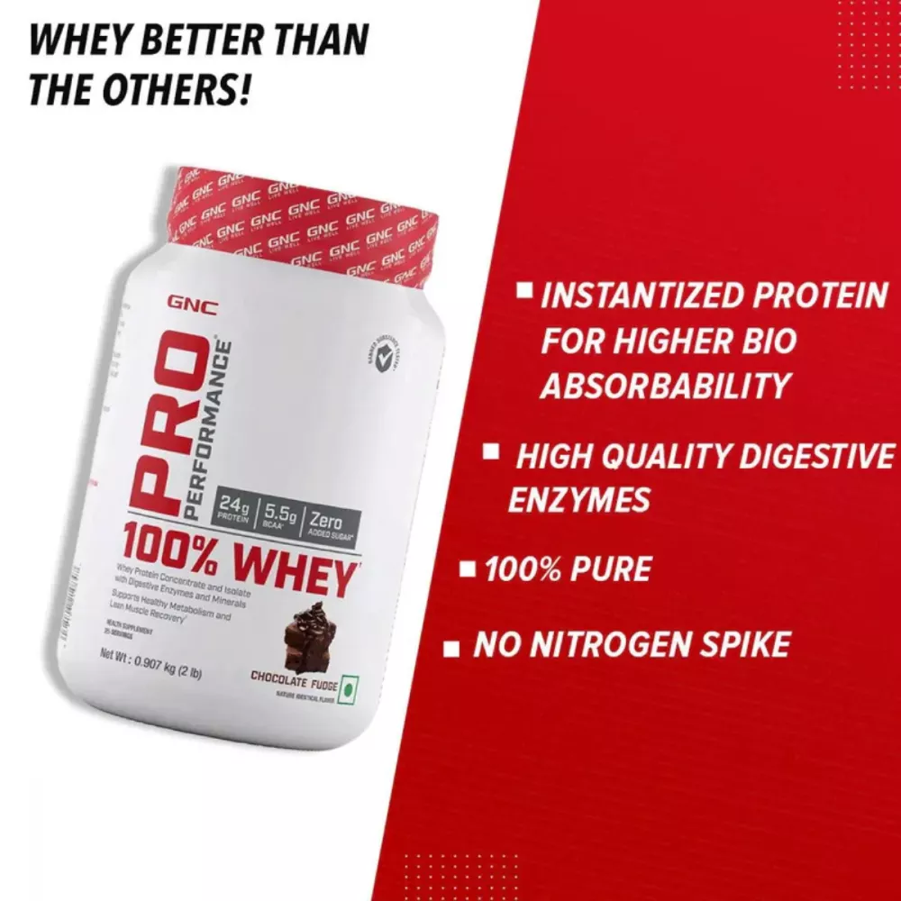 GNC Pro Performance 100% Whey Protein Chocolate Fudge (0.9kg)