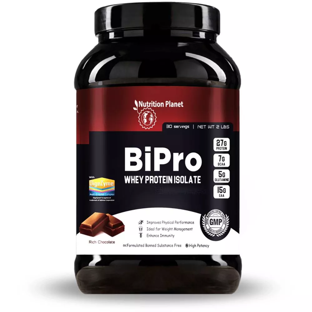 Nutrition Planet Bipro Whey Protein Isolate With Added Digezyme Chocolate (2lb)