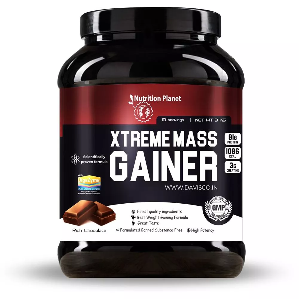 Nutrition Planet Xtreme Mass Gainer With Added Digezyme Chocolate (3kg)