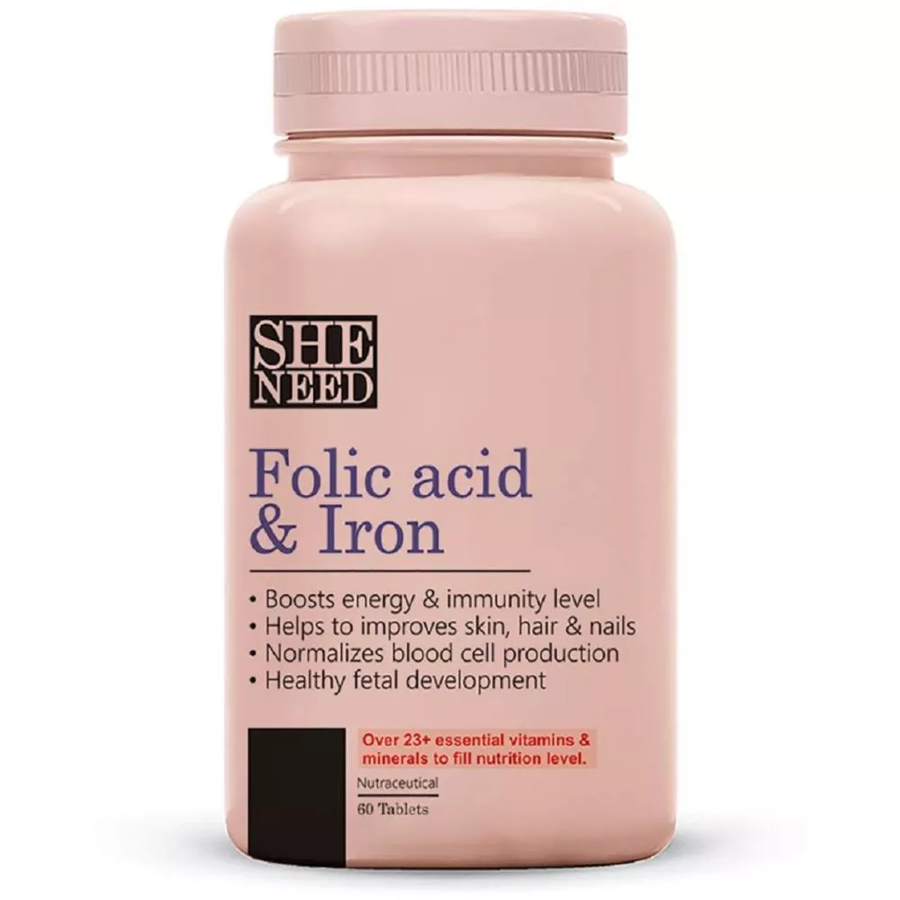 SheNeed Folic Acid & Iron Supplements (60tab) Buy on Healthmug