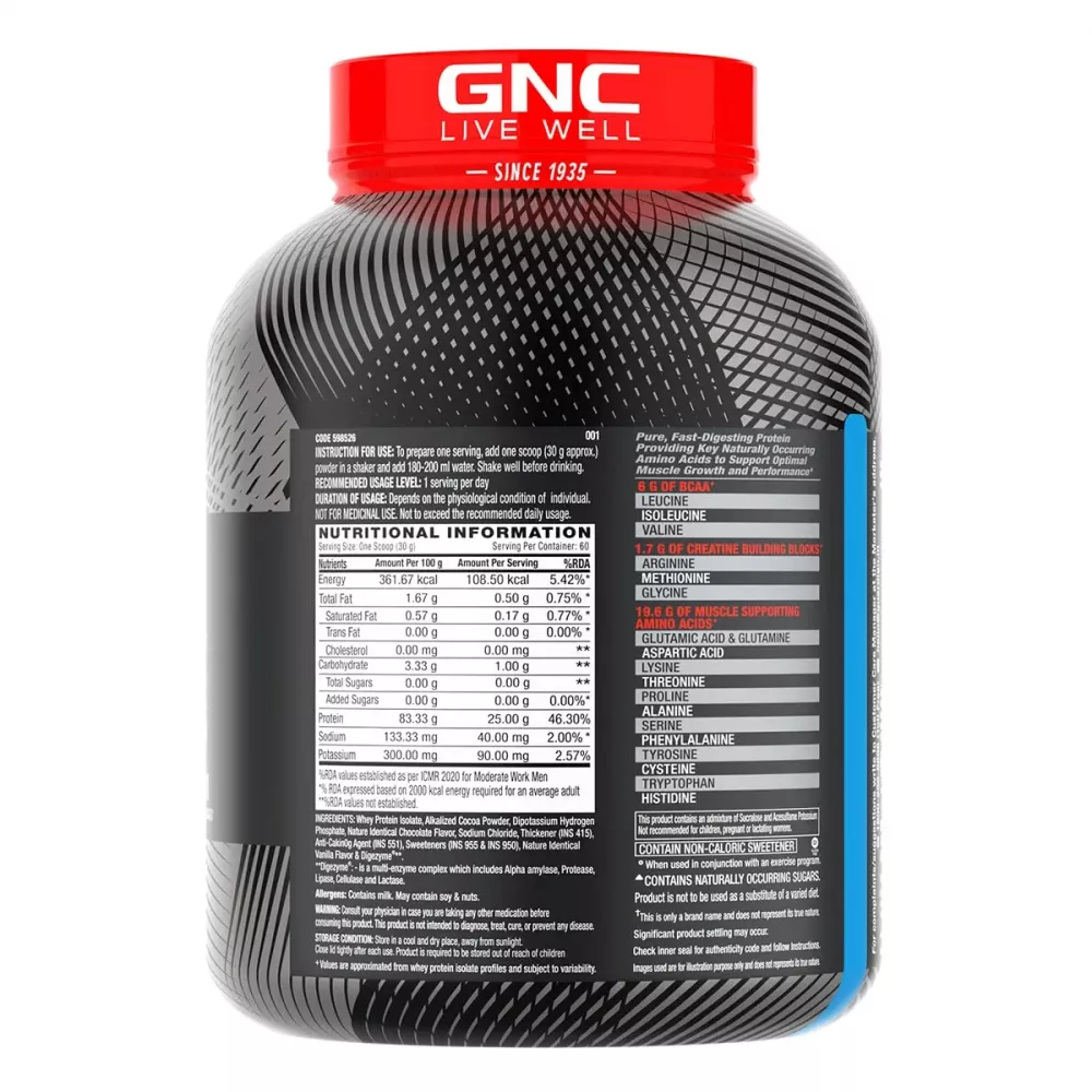 GNC Amp Pure Isolate Protein Chocolate Frosting (4.4lb)