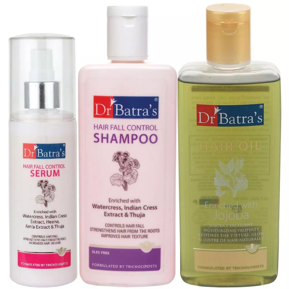 Buy Dr Batras Hair Fall Control Serum, Hairfall Control Shampoo And Hair Oil  Combo Online - 40% Off! 