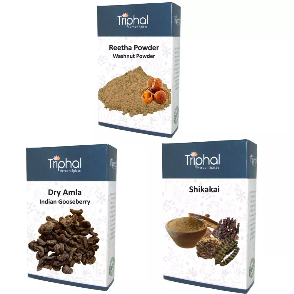 Buy Triphal Reetha Powder, Dry Amla Powder & Shikakai Powder Combo Online -  10% Off! 