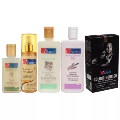 Buy Dr Batras Anti Dandruff Hair Serum, Conditioner, Hair Fall Control Oil,  Nourish Hair Colour Cream Black & Dandruff Cleansing Shampoo Combo Online -  25% Off! 