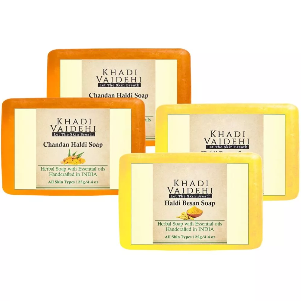 Buy Khadi Vaidehi Chandan Haldi Haldi Besan Herbal Soap Online 10