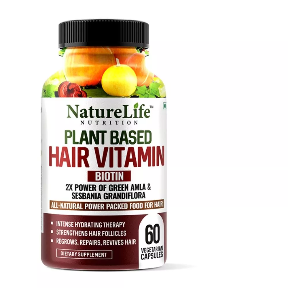 Naturelife Nutrition Plant Based Hair Vitamin With Biotin Veg Capsules  (60caps) | Buy on Healthmug