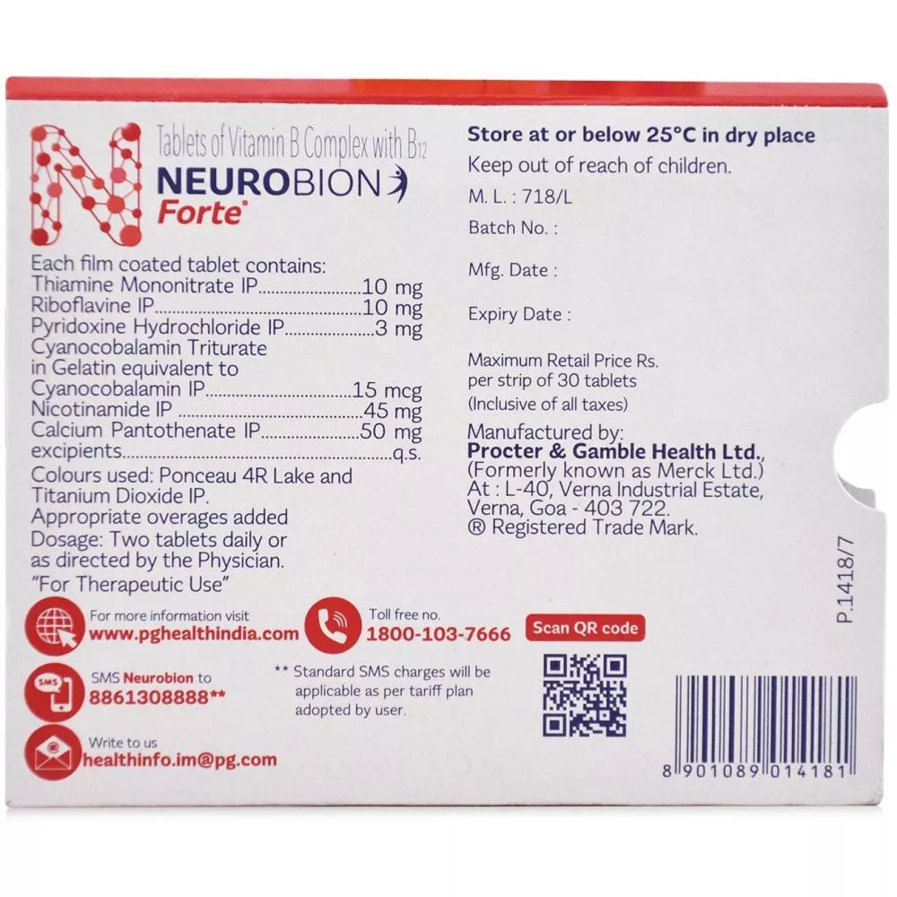 Neurobion Forte Tablet (30tab, Pack of 2) Buy on Healthmug
