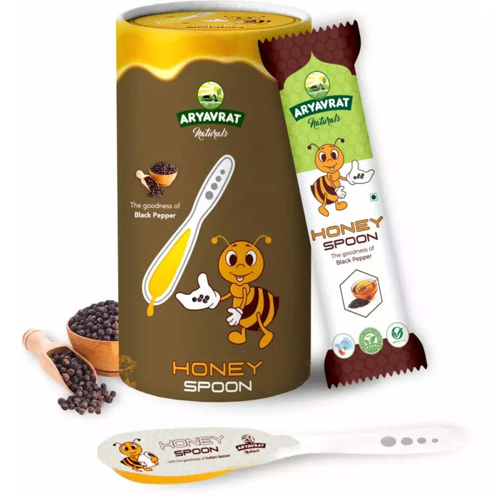 Buy Aryavrat Naturals Honey Spoon With Black Pepper 10 Spoon Online