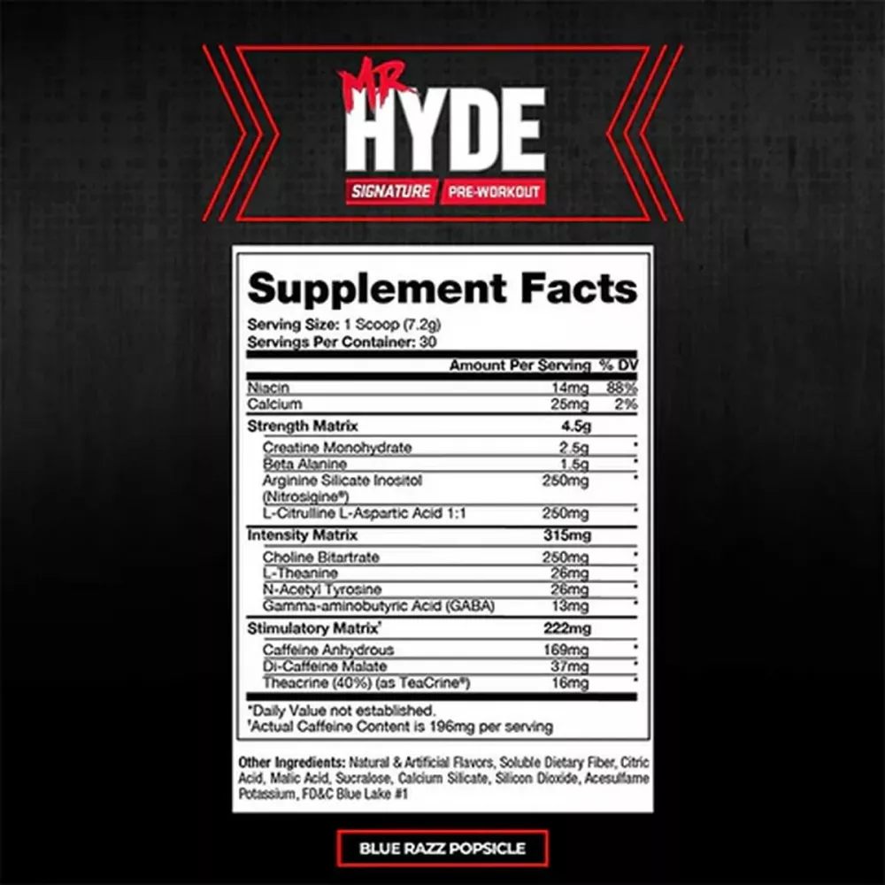 Prosupps Mr Hyde Signature Pre Workout Powder Blue Razz Popsicle (30Serving)