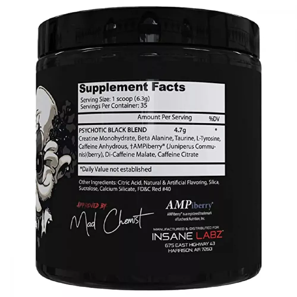 Insane Labz Psychotic Black Pre Workout Fruit Punch (35Serving)