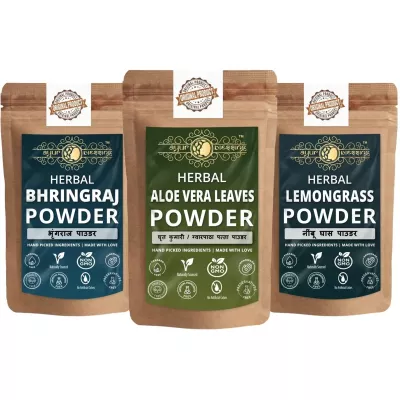 Buy Ayur Blessing Herbal Aloe Vera Leaves + Bhringraj + Lemongrass Powder  Combo Online - 73% Off! 