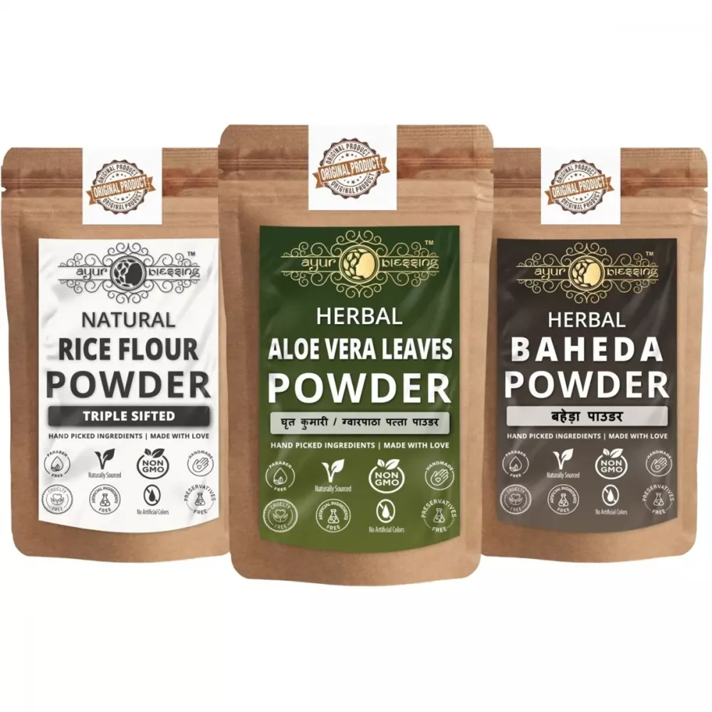 Buy Ayur Blessing Herbal Aloe Vera Leaves + Rice + Baheda Powder Combo  Online - 79% Off! 