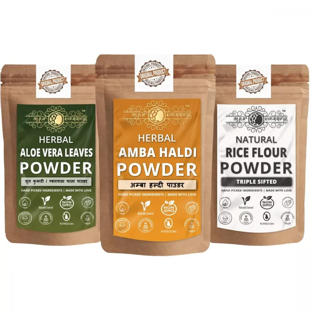 Buy Ayur Blessing Herbal Amba Haldi + Aloe Vera Leaves + Rice Powder Combo  Online - 76% Off! 