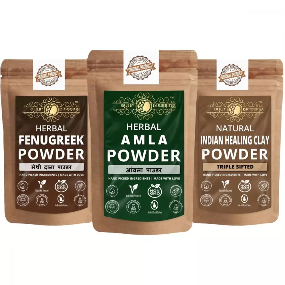 Buy Ayur Blessing Herbal Amla + Fenugreek + Indian Healing Clay Powder  Combo Online - 74% Off! 