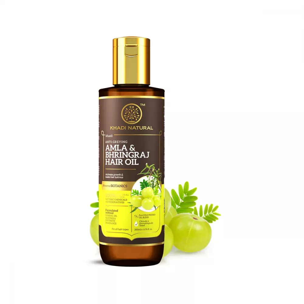 Buy Khadi Natural Anti Greying Amla & Bhringraj Hair Oil Online - 15% Off!  