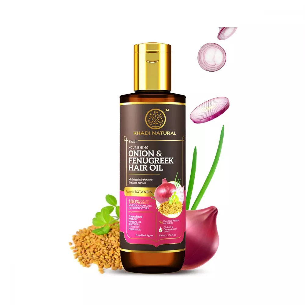 Buy Khadi Natural Onion & Fenugreek Hair Oil Online - 15% Off! |  
