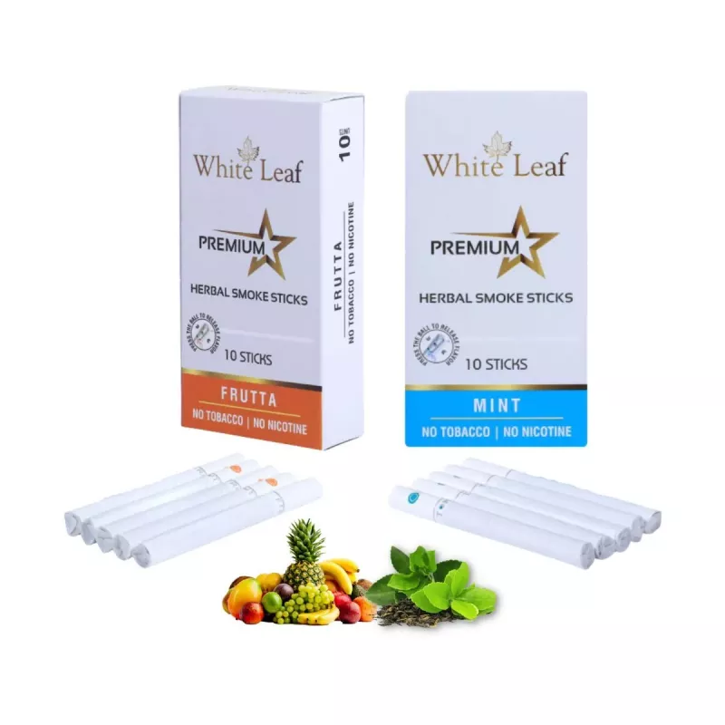 Buy White Leaf Premium Herbal Cigarettes Frutta And Mint Flavour Ayurvedic  Herbs - 5% Off!