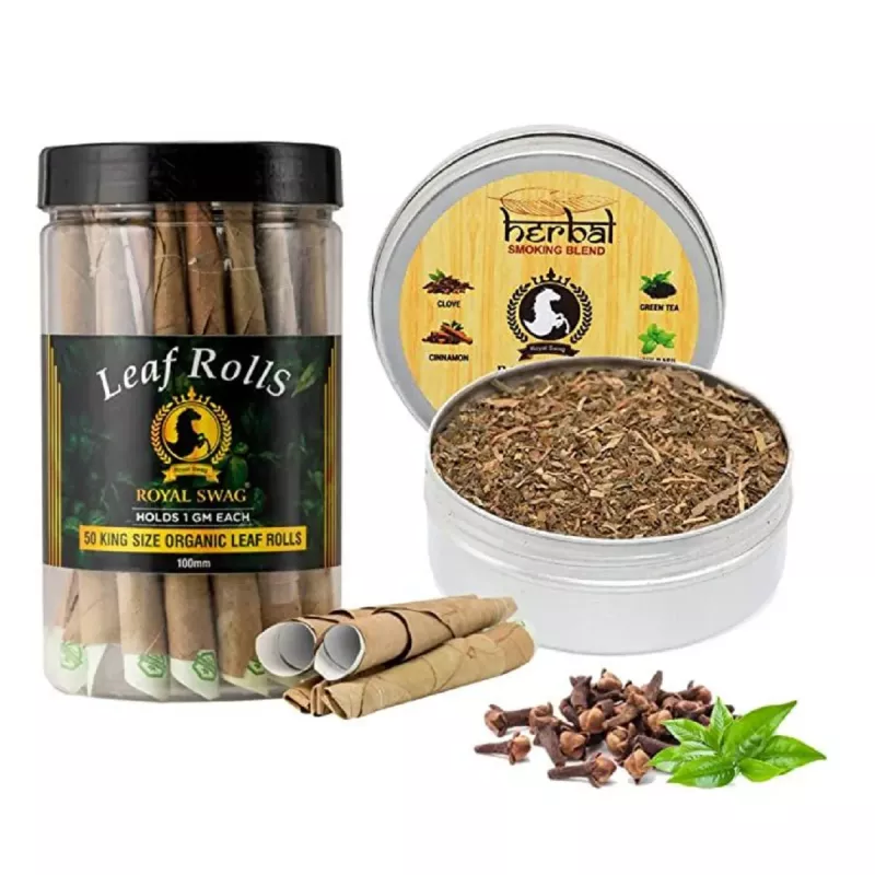 Buy Royal Swag Herbal Smoking Blend + Organic Filtered Leaf Rolls Jar  Ayurvedic Herbs - 10% Off!