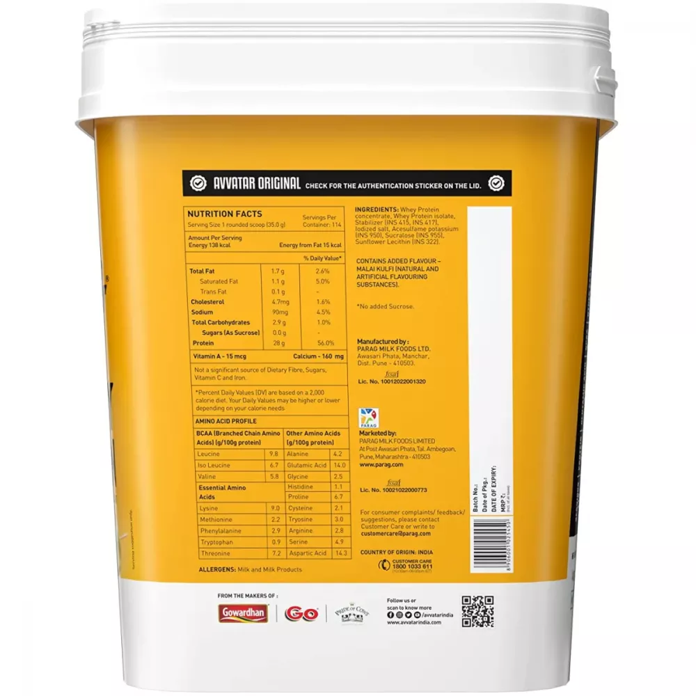 Avvatar Whey Protein Malai Kulfi (4kg)