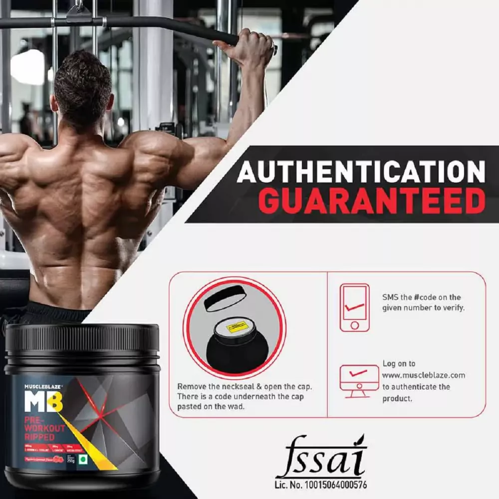 Muscleblaze Pre Workout Ripped Rasberry Raspberry Lemonade (250g)