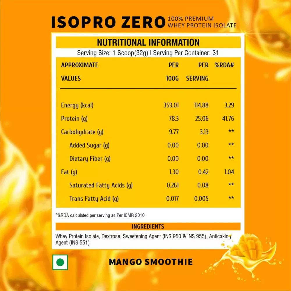 Healthfarm Isopro Zero Protein Powder Mango Smoothie (2kg)