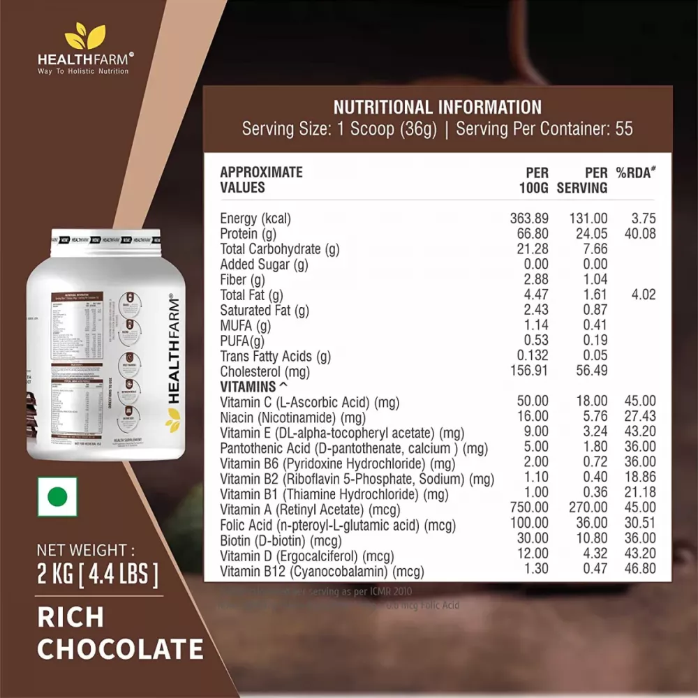 Healthfarm Whey Protein Plus Rich Chocolate (2kg)