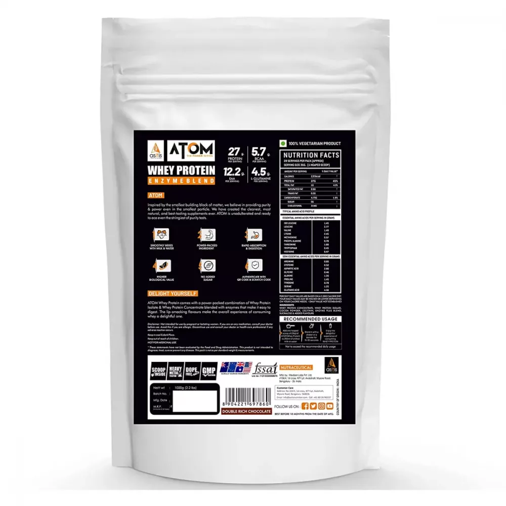 Asitis Atom Whey Protein Powder Double Rich Chocolate (1kg)