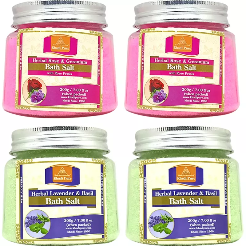 Khadi Pure herbal Lavender Basil Rose Geranium Bath Salt 4