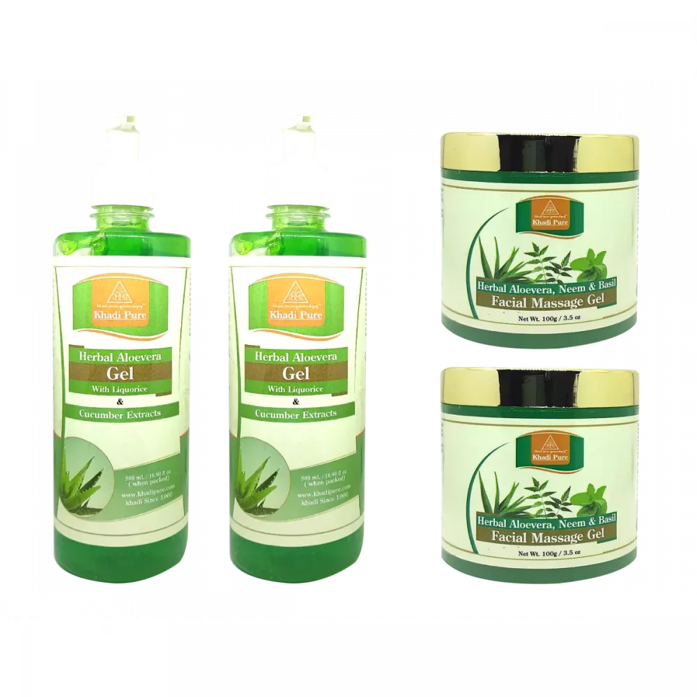 Buy Khadi Pure Herbal Aloevera Neem Basil Aloevera Gel Grn Combo Online 20 Off Healthmug