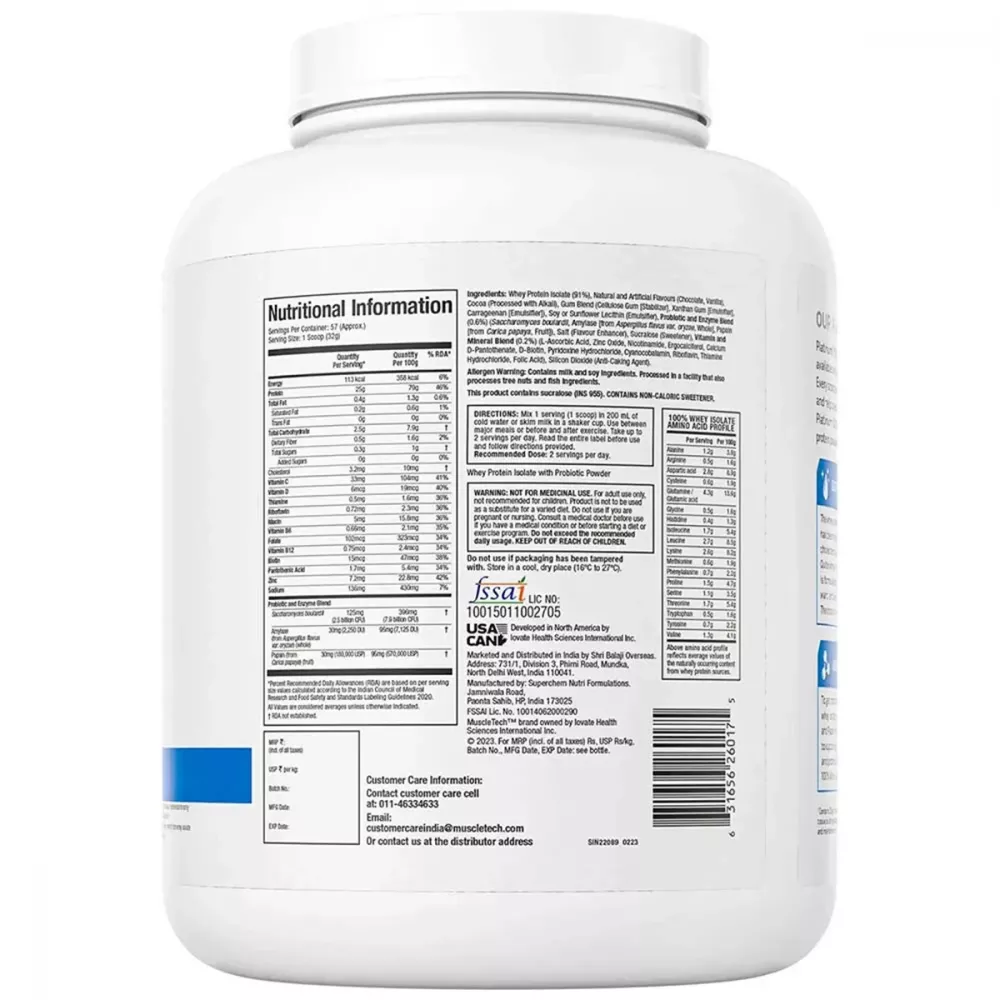 Muscletech Platinum 100% Whey Isolate Milk Chocolate (1.81kg)