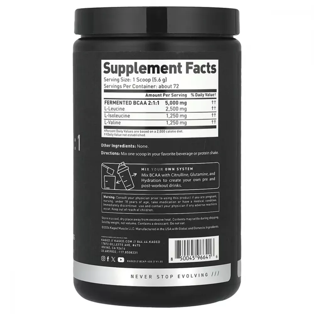Kaged Muscle Bcaa 2:1:1 Unflavored (400g)