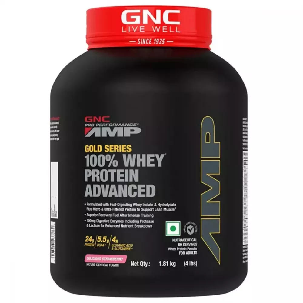 GNC Amp Gold Series 100% Whey Protein Strawberry (1.81kg)