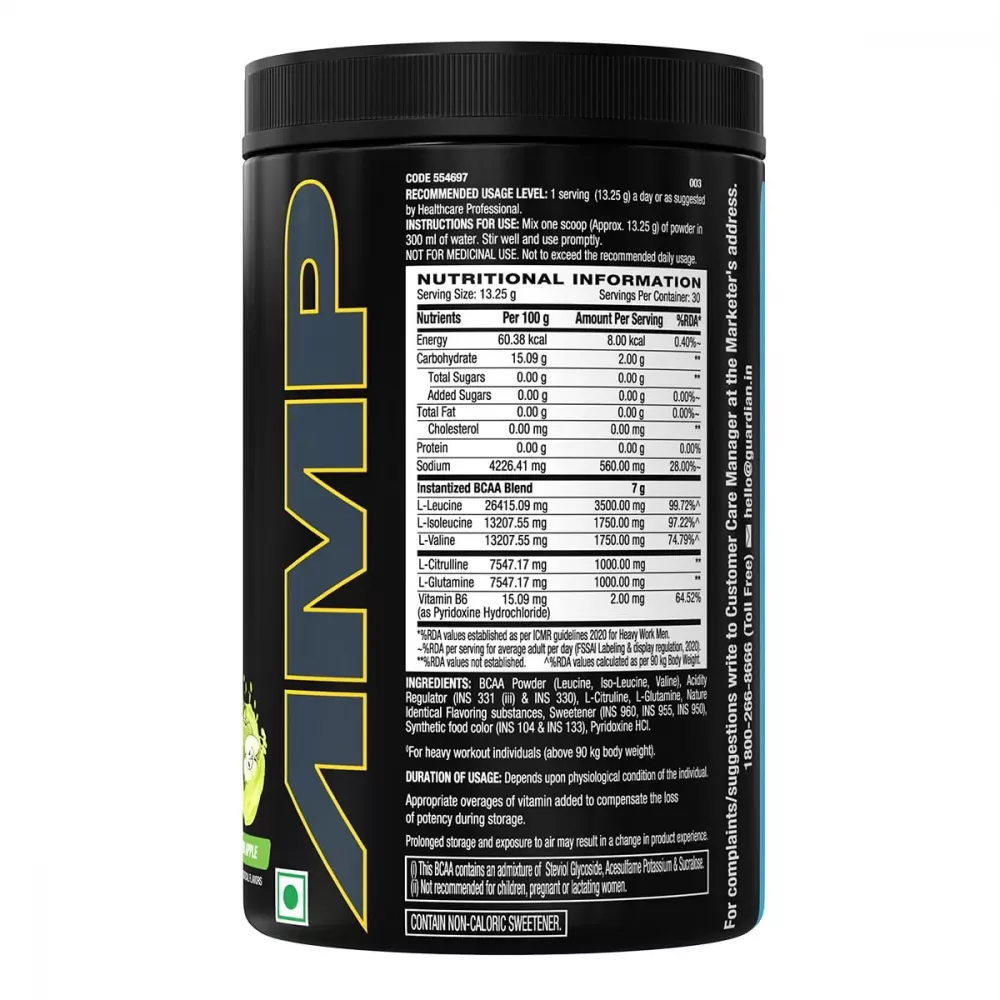 GNC AMP Gold Series BCAA Advanced Green Apple (400g)