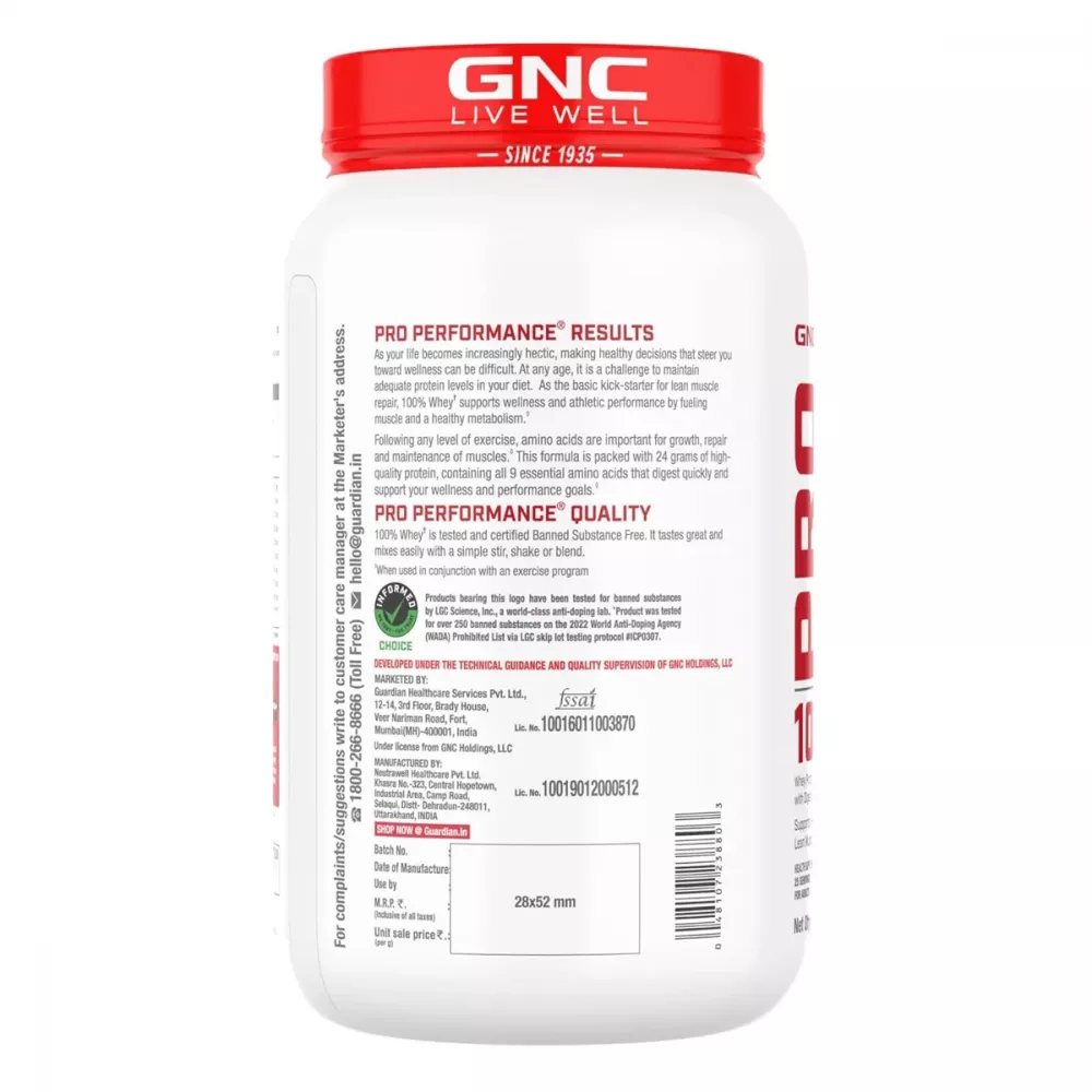 GNC Pro Performance 100% Whey Protein Chocolate Fudge (1kg)