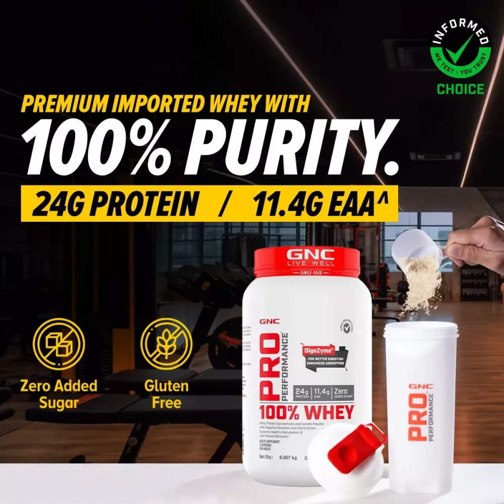GNC Pro Performance 100% Whey Protein Chocolate Fudge (1kg)