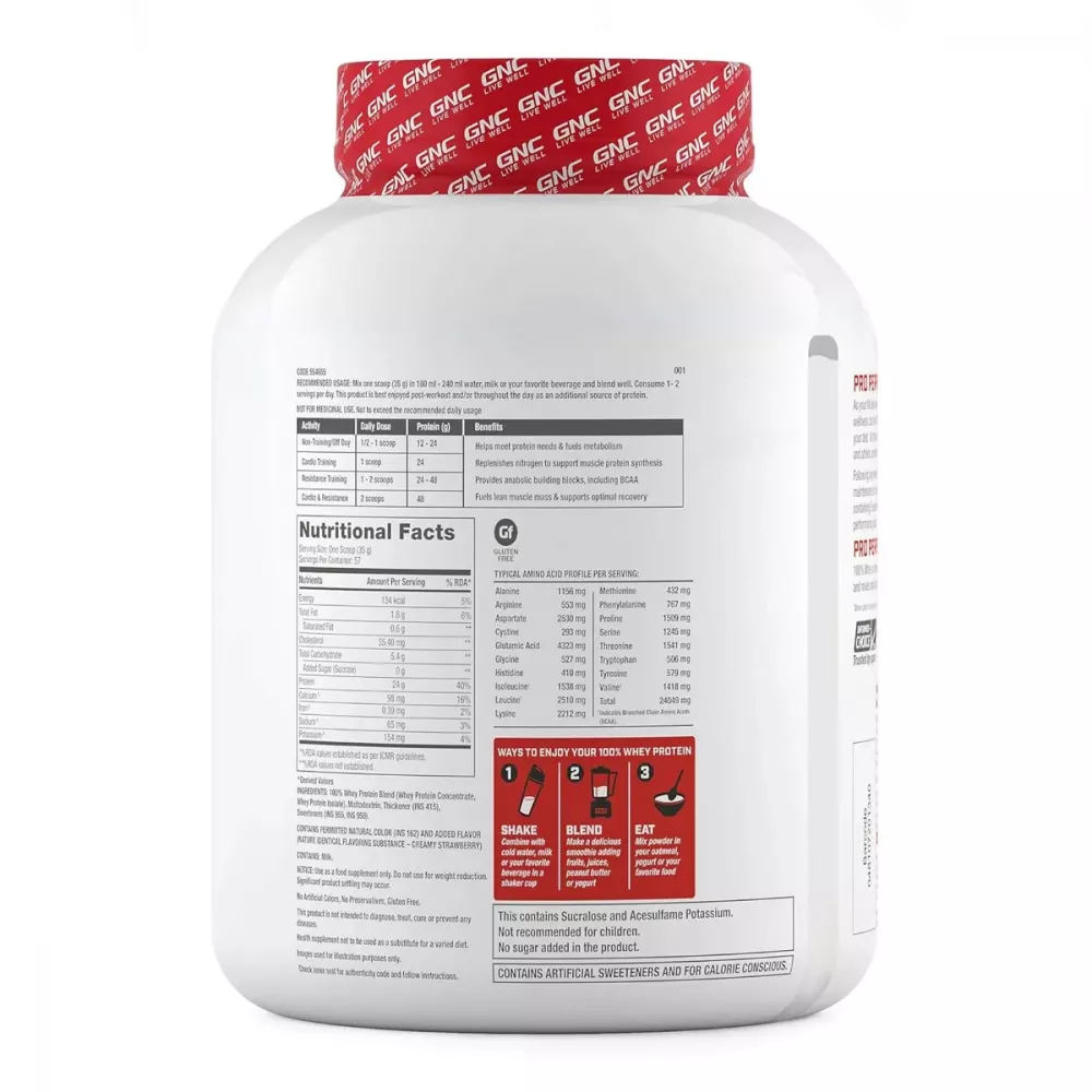 GNC Pro Performance 100% Whey Protein Creamy Strawberry (2kg)