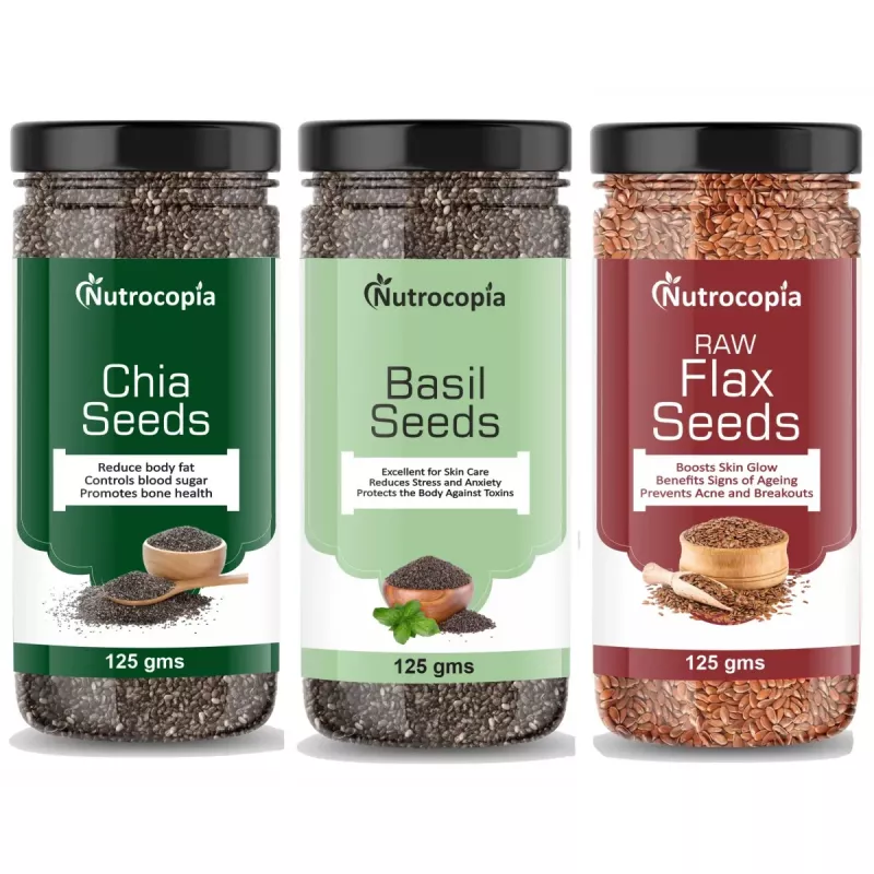 Buy Nutrocopia Chia Seeds Basil Seeds Raw Flax Seed Online