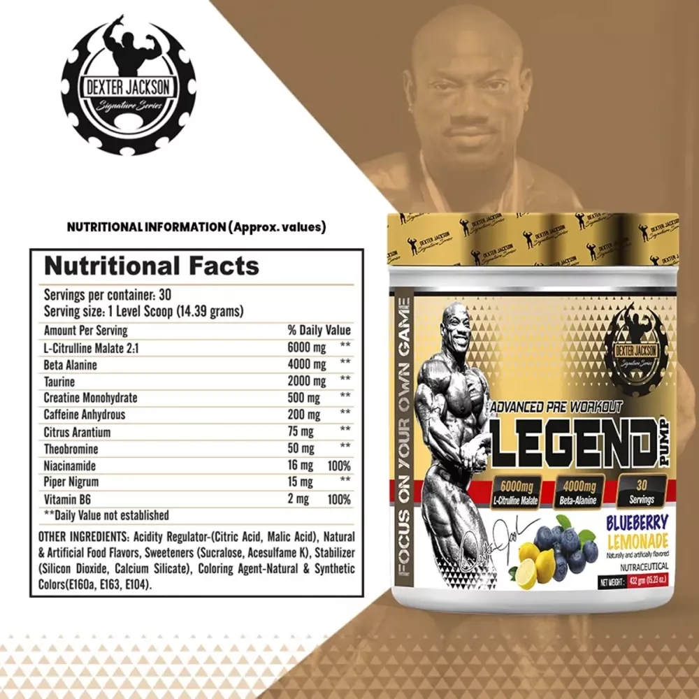 Dexter Jackson Legend Pump Advanced Pre workout Blueberry Lemonade (432g)