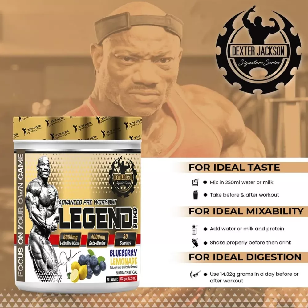 Dexter Jackson Legend Pump Advanced Pre workout Blueberry Lemonade (432g)
