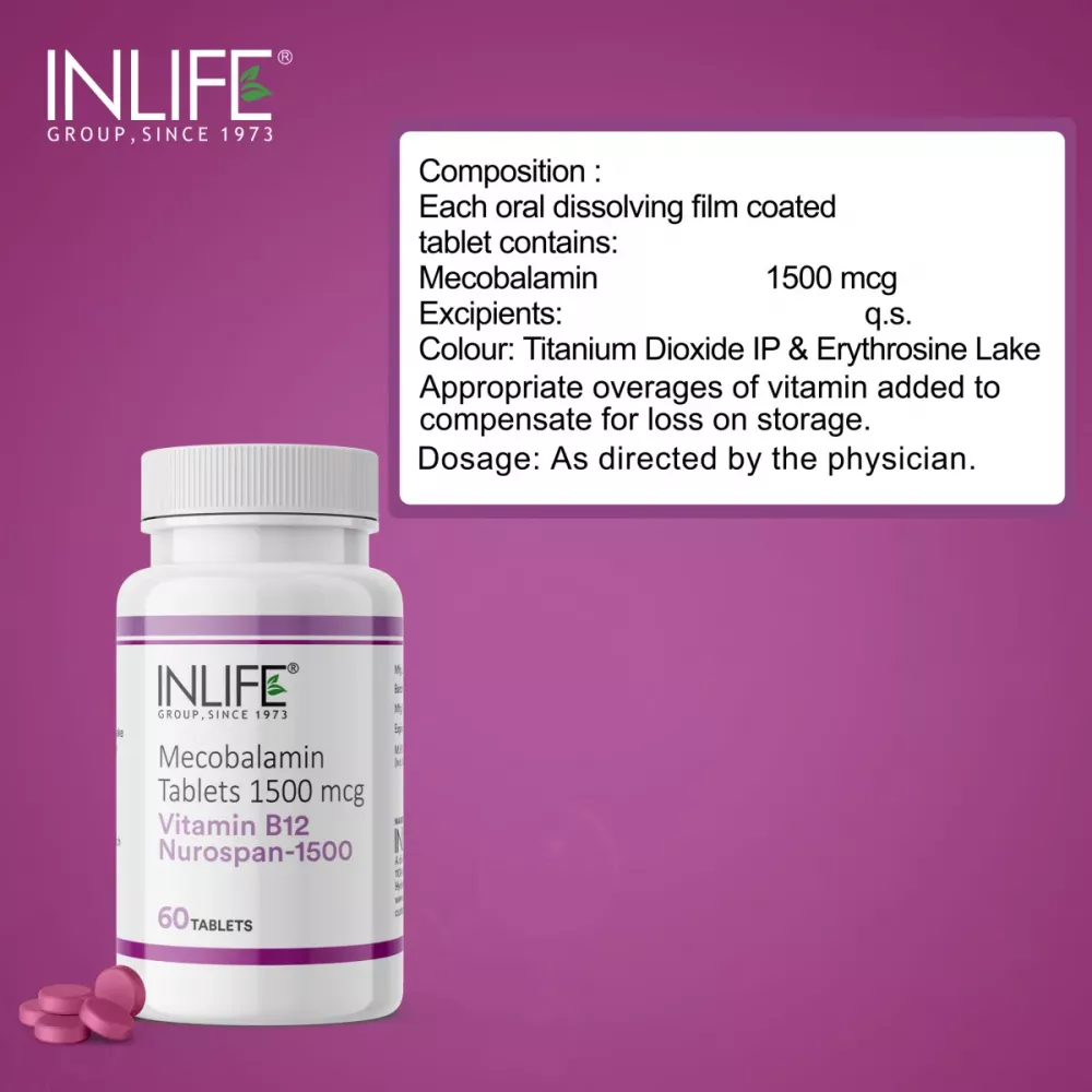Inlife Vitamin B12 Mecobalamin  1500Mcg (60tab)