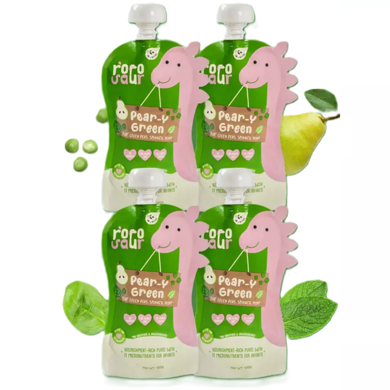 Rorosaur Pears, Spinach Peas (100g, Pack of 4) Buy on Healthmug